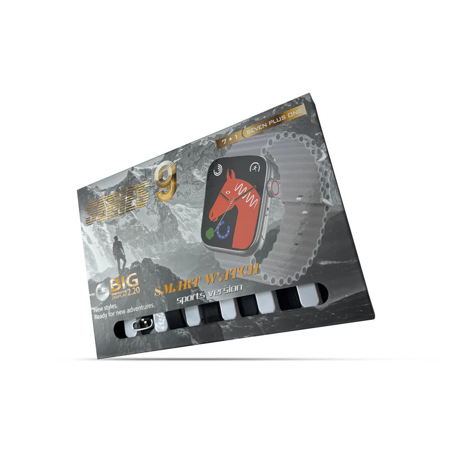 Series 9 Smart Watch 7+1 Straps (BLACK EDITION)