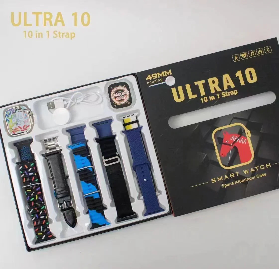 Ultra 10 in 1 Smartwatch 10 Straps